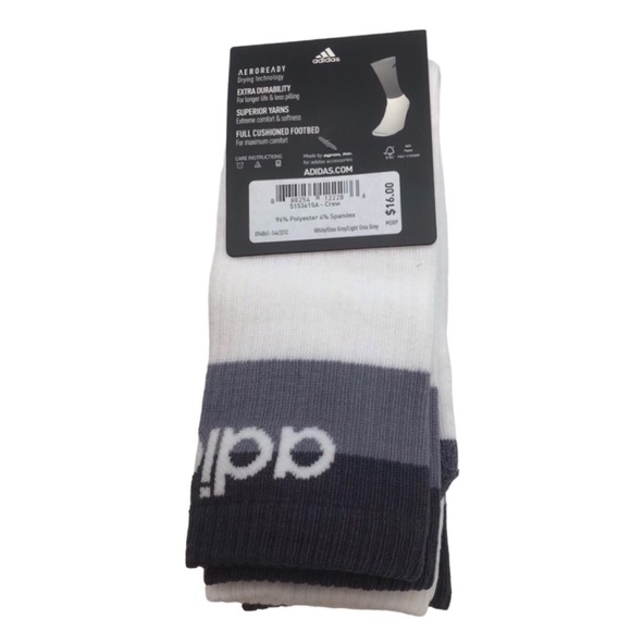 Adidas 3pk. Cushioned Crew Socks (NWT) - Picture 2 of 3